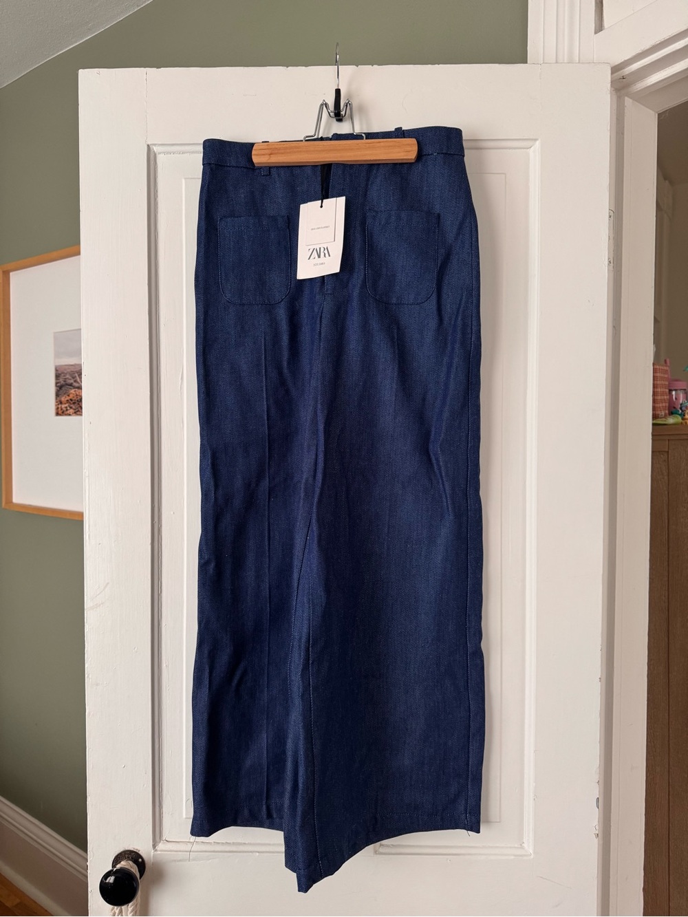 NWT Zara Blue Denim High Waisted Pant